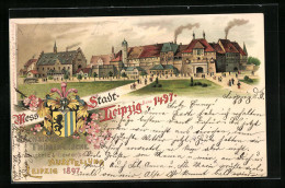 Lithographie Leipzig, Sächsisch-Thüringische Industrie & Gewerbe-Ausstellung 1897, Ausstellungsgelände Und Strassen  - Exposiciones