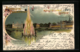 Lithographie Leipzig, Sächsisch-Thüringische Industrie & Gewerbe-Ausstellung 1897, Hauptrestaurant Und Theater Bei N  - Exposiciones