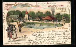 Lithographie Leipzig, Sächsisch-Thüringische Industrie & Gewerbe-Ausstellung 1897, Das Dorf  - Exposiciones