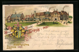 Lithographie Leipzig, Sächsisch-Thüringische Industrie & Gewerbe-Ausstellung 1897, Ausstellungsgelände Mit Strassen  - Exposiciones