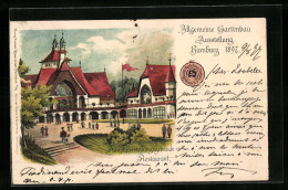 Lithographie Hamburg, Allgemeine Gartenbau-Ausstellung 1897, Hauptausstellungsgebäude Und Restaurant  - Exhibitions