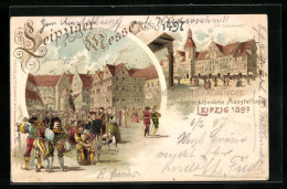 Lithographie Leipzig, Sächsisch-Thüringische Industrie & Gewerbe-Ausstellung 1897, Auerbachs Hof, Am Naschmarkt  - Exhibitions