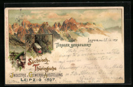 Lithographie Leipzig, Sächsisch-Thüringische Industrie & Gewerbe-Ausstellung 1897, Tiroler Bergfahrt  - Ausstellungen