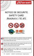 Air Tahiti / Consignes De Sécurité / Safety Card - Janvier 2024 - Safety Cards