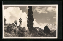 AK Soglio, Kirchturm Gegen Die Bondascagruppe  - Soglio