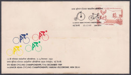 Inde India 1989 Special Cover Asian Cycling Championships, Cycle, Bicycle, Sport, Sports, Pictorial Postmark - Cartas & Documentos
