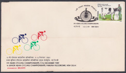 Inde India 1989 Special Cover Asian Cycling Championships, Cycle, Bicycle, Sport, Sports, Pictorial Postmark - Lettres & Documents