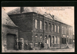 CPA Marly-Gomont, Place De La Mairie, Grande Rue Et Place Du Marché  - Altri & Non Classificati