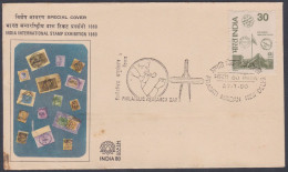 Inde India 1980 Special Cover International Stamp Exhibition, Philatelic Research Day, Philately, Pictorial Postmark - Cartas & Documentos
