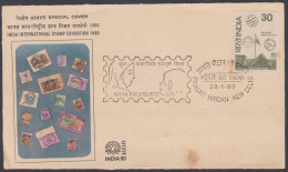 Inde India 1980 Special Cover International Stamp Exhibition, Youth Philatelists Day, Philately, Girl Pictorial Postmark - Cartas & Documentos