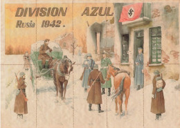 DIVISION AZUL - 1942 - CAMPAGNE De RUSSIE -  RARE BLOC COMPLET - 10 VIGNETTES COUPON RATIONNEMENT GUERRE - Militärmarken