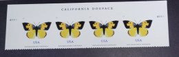 CALIFORNIA DOGFACE BUTTERFLY SUPERB TITLE STRIP OF 4 NEVER HINGED UNMOUNTED MINT - Farfalle