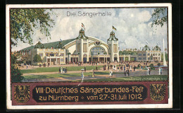 Künstler-AK Nürnberg, 8. Deutsches Sängerbundes-Fest 1912, Sängerhalle, Ganzsache Bayern  - Tarjetas