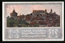 Künstler-AK Nürnberg, 8. Deutsches Sängerbundes-Fest 1912, Stadtansicht, Ganzsache Bayern  - Tarjetas