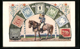 Künstler-AK Portrait König Ludwig III., Bayerische Briefmarken Und Postbote, Ganzsache Bayern  - Familles Royales