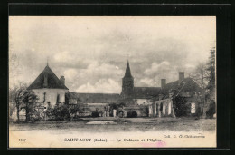 CPA Saint-Aout, Le Château Et L`Eglise  - Autres & Non Classés