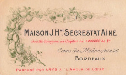 RARE CARTE PARFUMEE ANCIENNE - Parfumée Par ARYS à "L'AMOUR DE COEUR" - MAISON J.H. SECRESTAT AINE à BORDEUAUX - Profumeria Antica (fino Al 1960)