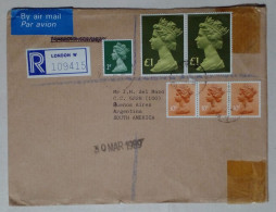 Londres - Enveloppe D'air Circulé Avec Timbres Thématiques De La Reine Elizabeth II (1989) - Gebruikt