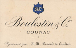 COGNAC - BOULESTIN & Cie. - CARTE COMMERCIALE ANCIENNE De REPRESENTANT  - Avec TARIF Au DOS - Alimentaire