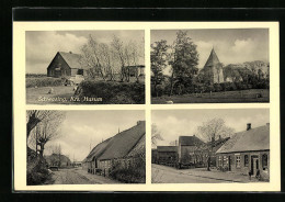 AK Schwesing /Kr. Husum, Strassenpartie Mit Kirche  - Husum