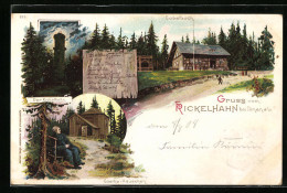 Lithographie Ilmenau, Kickelhahn, Goethe-Häuschen Und Gabelbach  - Ilmenau