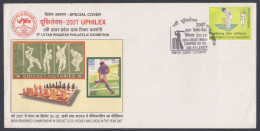 Inde India 2007 Special Cover Hockey, Cricket, Chess, Sport, Sports, Stamp Exhibition, Pictorial Postmark - Lettres & Documents