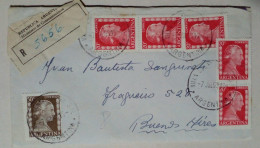 Argentine - Enveloppe Circulée Avec Des Timbres Thématiques D'Eva Perón (1953) - Famous Ladies