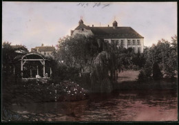 Fotografie Brück & Sohn Meissen, Ansicht Mittweida, Realschule & Pavillon Am Schwanenteich  - Luoghi