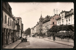 Fotografie Brück & Sohn Meissen, Ansicht Limbach I. Sa., Blick In Die Jägerstrasse Am Rathaus, Auto  - Orte
