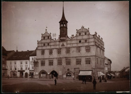 Fotografie Brück & Sohn Meissen, Ansicht Leitmeritz, Stadtplatz Mit Blick Auf Das Rathaus  - Luoghi