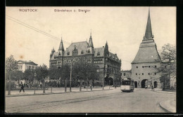 AK Rostock, Ständehaus Und Steintor Mit Strassenbahn  - Tram