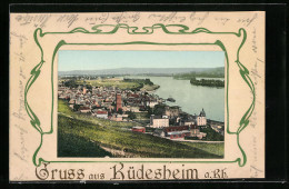 AK Rüdesheim A. Rh., Ortsansicht Aus Der Vogelschau  - Ruedesheim A. Rh.