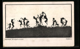 Künstler-AK Diefenbach: Schattenbild Von Tanzenden Und Musizierenden Kindern, Per Aspera Ad Astra, Teilbild 21  - Diefenbach