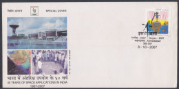 Inde India 2007 Special Cover Space Technology, Science, Map, Satellite Dish, ISRO, Indian Space Research Organisation - Cartas & Documentos