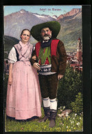Cartolina Tiroler Paar In Tracht Aus Meran  - Ohne Zuordnung
