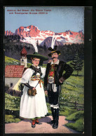Cartolina Paar In Rittner Tracht Vor Der Rosengarten-Gruppe  - Non Classés