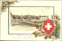 10582127 Basel BS Basel Rheinbruecke Wappen Praegedruck X 1900 Basel - Autres & Non Classés