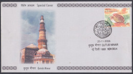 Inde India 2006 Special Cover Qutub Minar, Muslim Architecture, Monument, Heritage, Medieval, Pictorial Postmark - Lettres & Documents