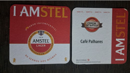 AMSTEL BRAZIL BREWERY  BEER  MATS - COASTERS # Bar CAFÉ PALHARES Front And Verse - Beer Mats