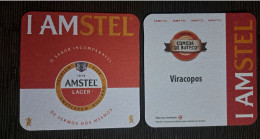 AMSTEL BRAZIL BREWERY  BEER  MATS - COASTERS # Bar Viracopos Front And Verse - Portavasos