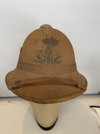 Vintage Colonial Pith Tropical Sun Helmet British /German? Italian With Stencil - Copricapi