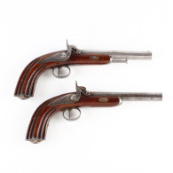 Matched Pair Of Continental Percussion Dueling Pistols - Armas De Colección