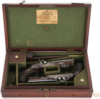 Pair Of Cased John Manton & Son Dueling Pistols, .63 Cal. - Armas De Colección