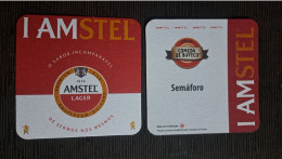 AMSTEL BRAZIL BREWERY  BEER  MATS - COASTERS # Bar SEMÁFORO Front And Verse - Beer Mats