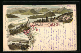 Lithographie Rigi, Schnurtobelbrücke, Känzeli, Kaltbad  - Sonstige & Ohne Zuordnung