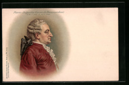 Lithographie Portrait Pierre-Augustin Caron De Beaumarchais  - Ecrivains