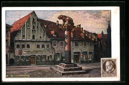 Künstler-AK Ingolstadt, Nagelung Der Eisernen Kriegssäule 1916 Vor Dem Gasthaus Zum Kritschenbräu  - Guerre 1914-18