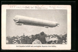 AK Göppingen, Graf Zeppelins Luftschiff Nach Provisorischer Reparatur Beim Aufstieg  - Dirigibili