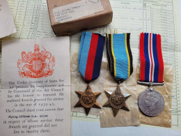  WW11 RAF Medals Milne, Lancaster Crew KIA 1944, Air Crew Europe + Family Medals - Armée De L'air