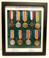  Set Of 4 Genuine WW1 Medals In Hanging Display Frame Solid Silver W Ribbons Vgc - Autres & Non Classés